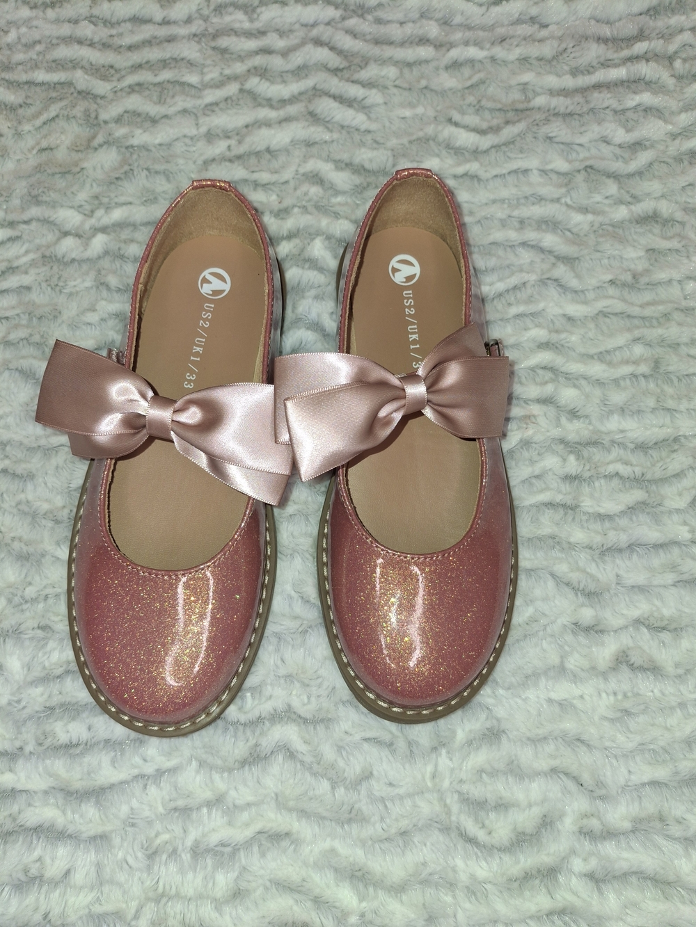 Girls Sparkle Pink Bow Mary Jane Kids Shoes